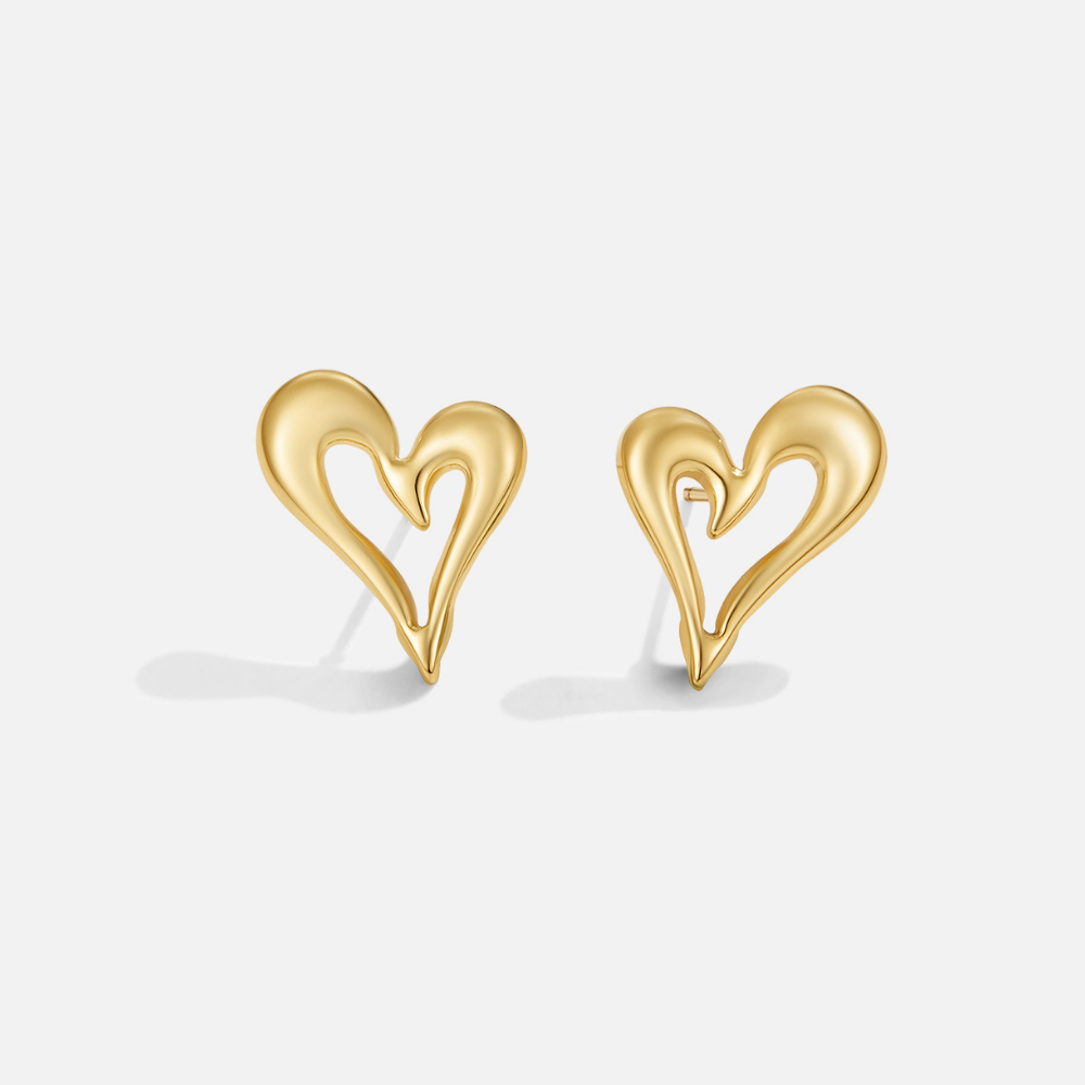 Celine Golden Heart Stud Earrings