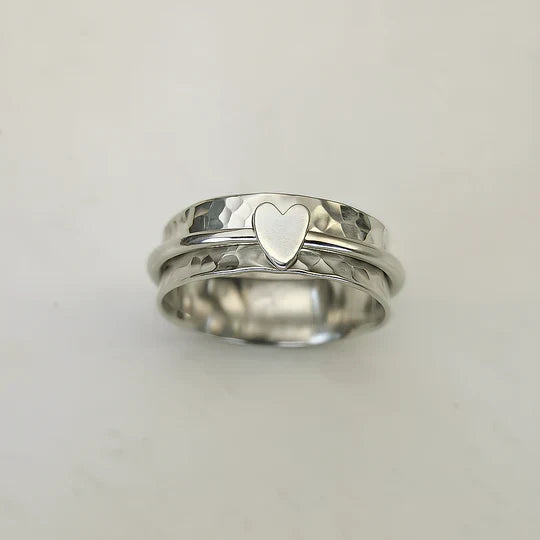 Mely - Golden Heart Silver Ring