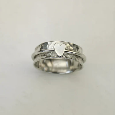 Mely - Golden Heart Silver Ring