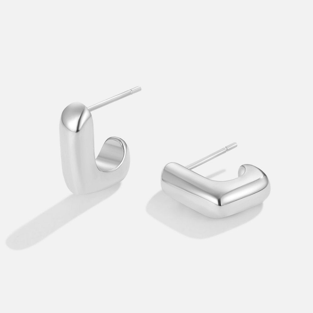 Alice Quadrat Hoop Silver Earrings