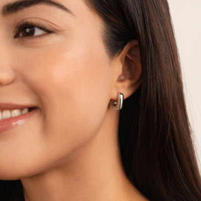 Alice Quadrat Hoop Silver Earrings