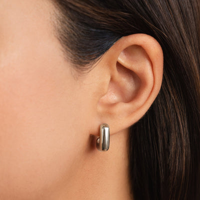 Alice Quadrat Hoop Silver Earrings