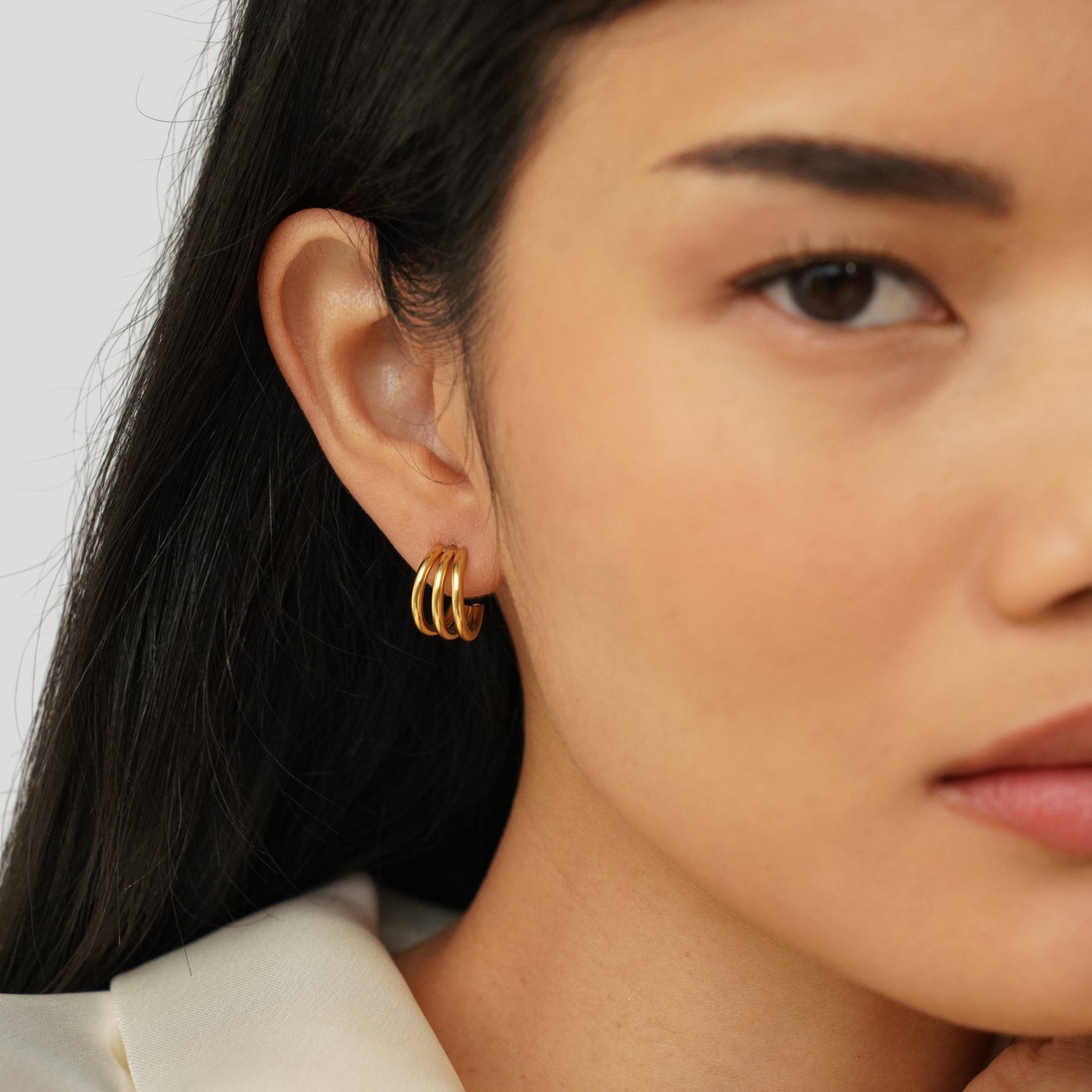 Ana Triple Golden Earrings
