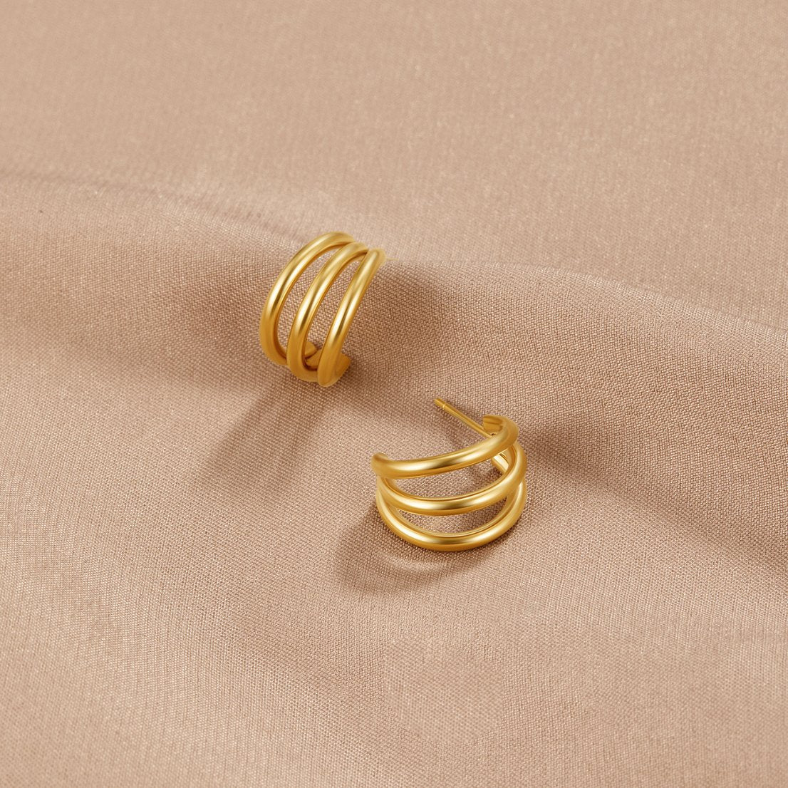 Ana Triple Golden Earrings