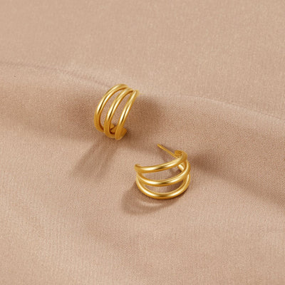 Ana Triple Golden Earrings