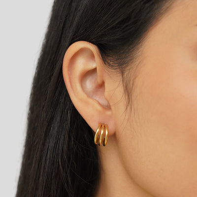 Ana Triple Golden Earrings
