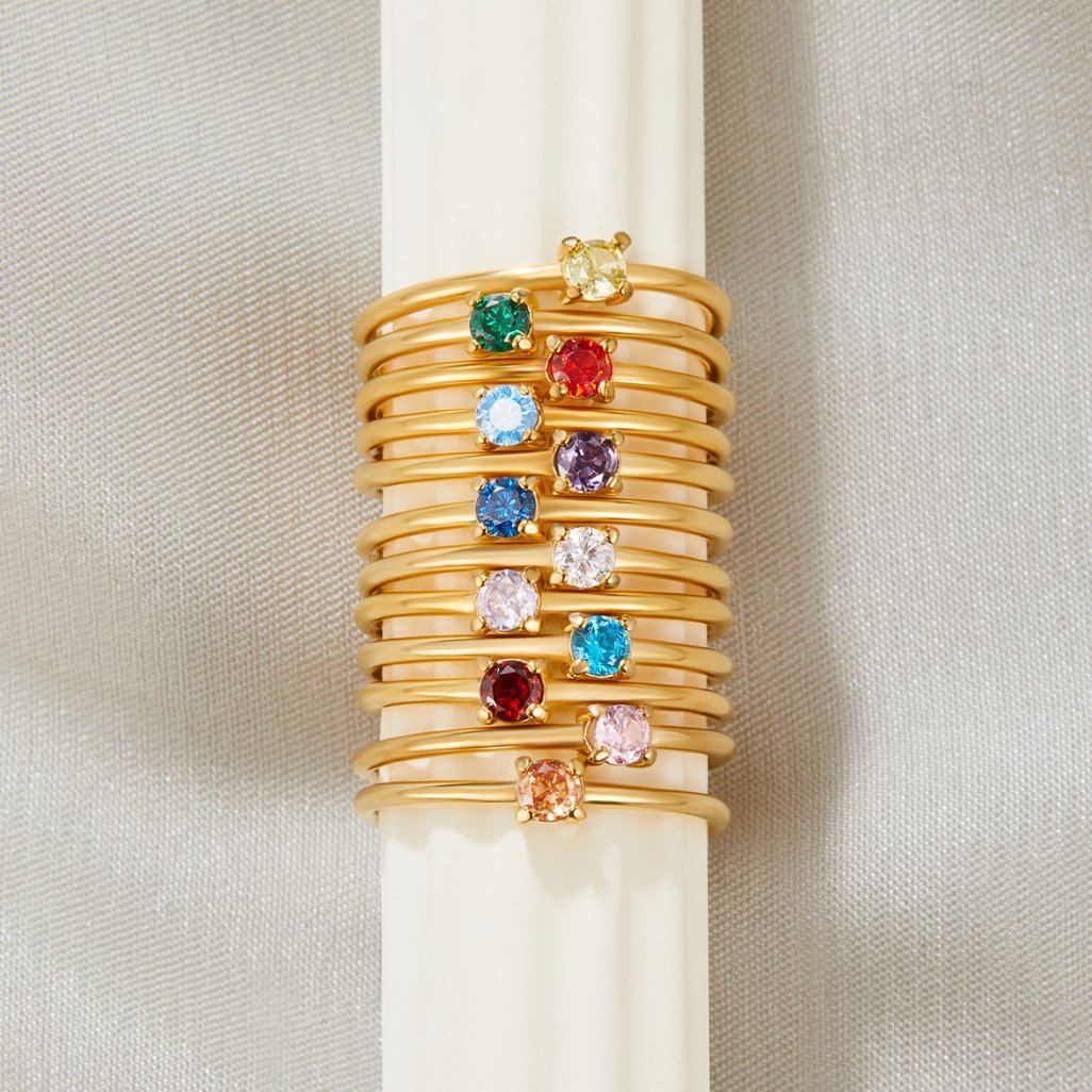 Birthstone Gold Rings--