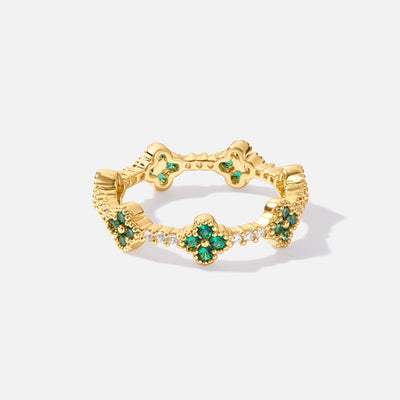 Luck - Clover Four Crystals Ring