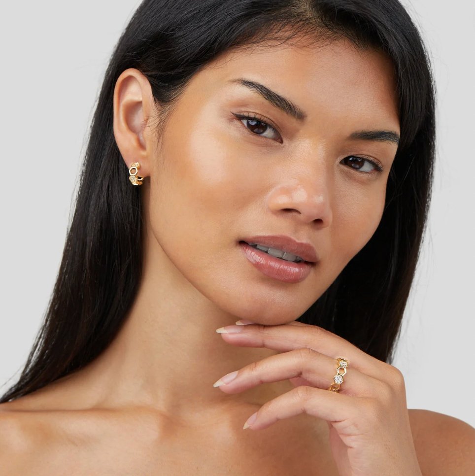 Bees - Golden & Crystal Ring