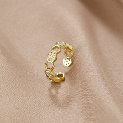 Bees - Golden & Crystal Ring