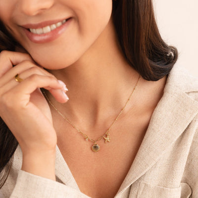 Golden Shell & Starfish Pendant