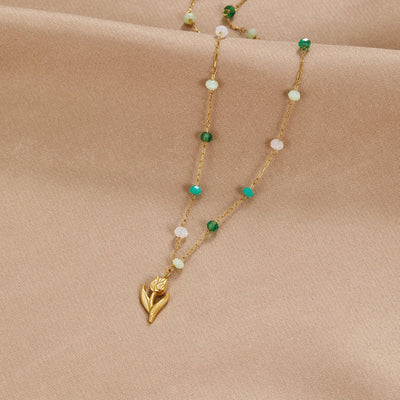 Golden Tulip Pearl Necklace