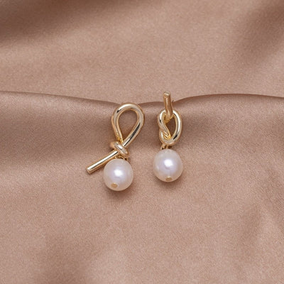 Knotted Gold and Freshwater Pearl Earrings