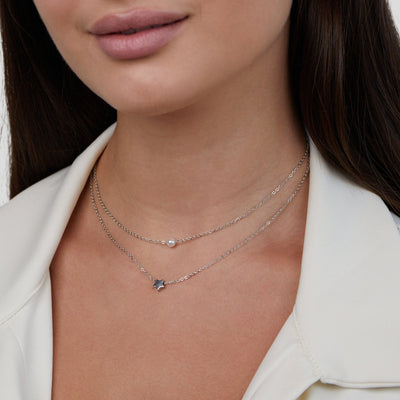 Layered Silver & Pearl Necklace