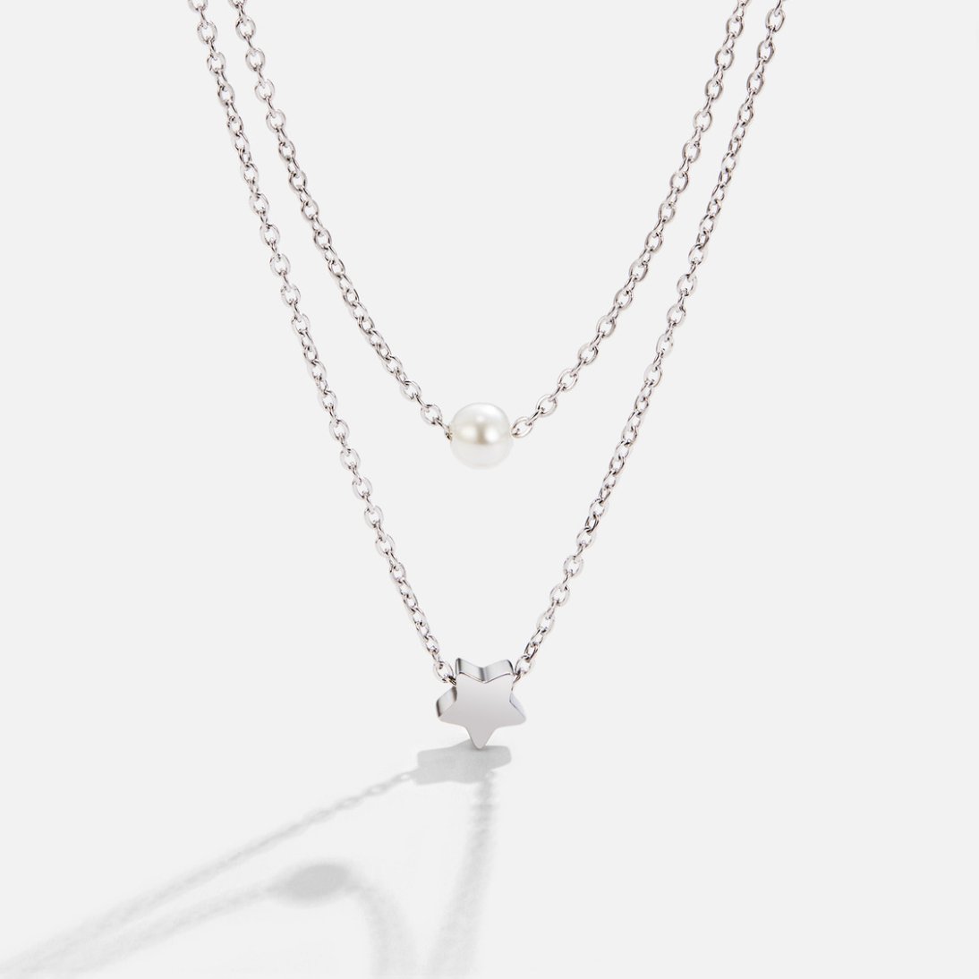 Layered Silver & Pearl Necklace