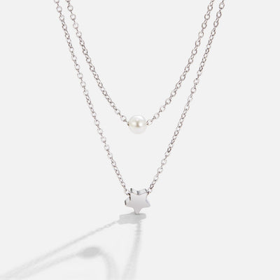 Layered Silver & Pearl Necklace