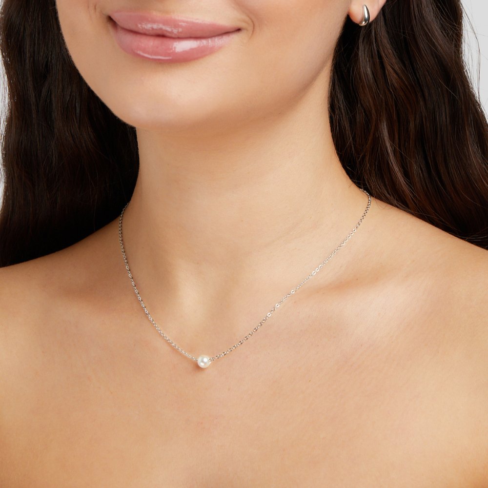 Solitaire Silver Beads Necklace