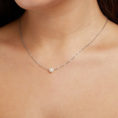 Solitaire Silver Beads Necklace