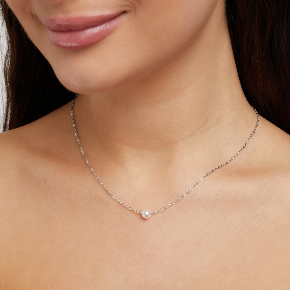 Solitaire Silver Beads Necklace